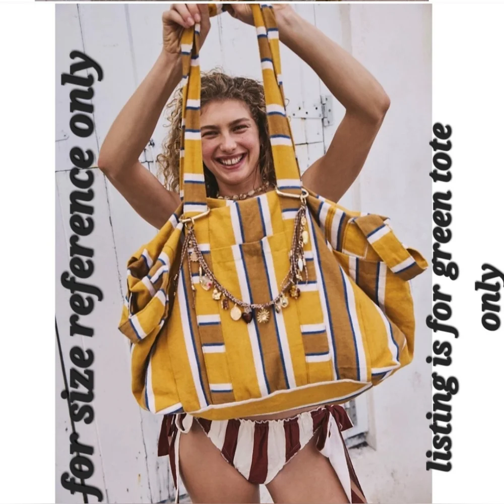 FREE PEOPLE Oversized Tote Bag- GREEN - Picture 6 of 9